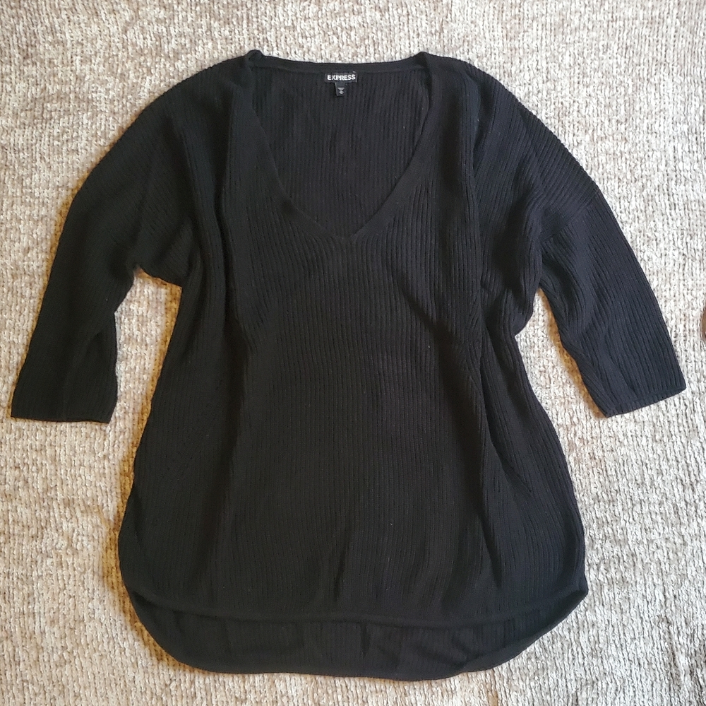 Express Black Hi Lo London Tunic Sweater